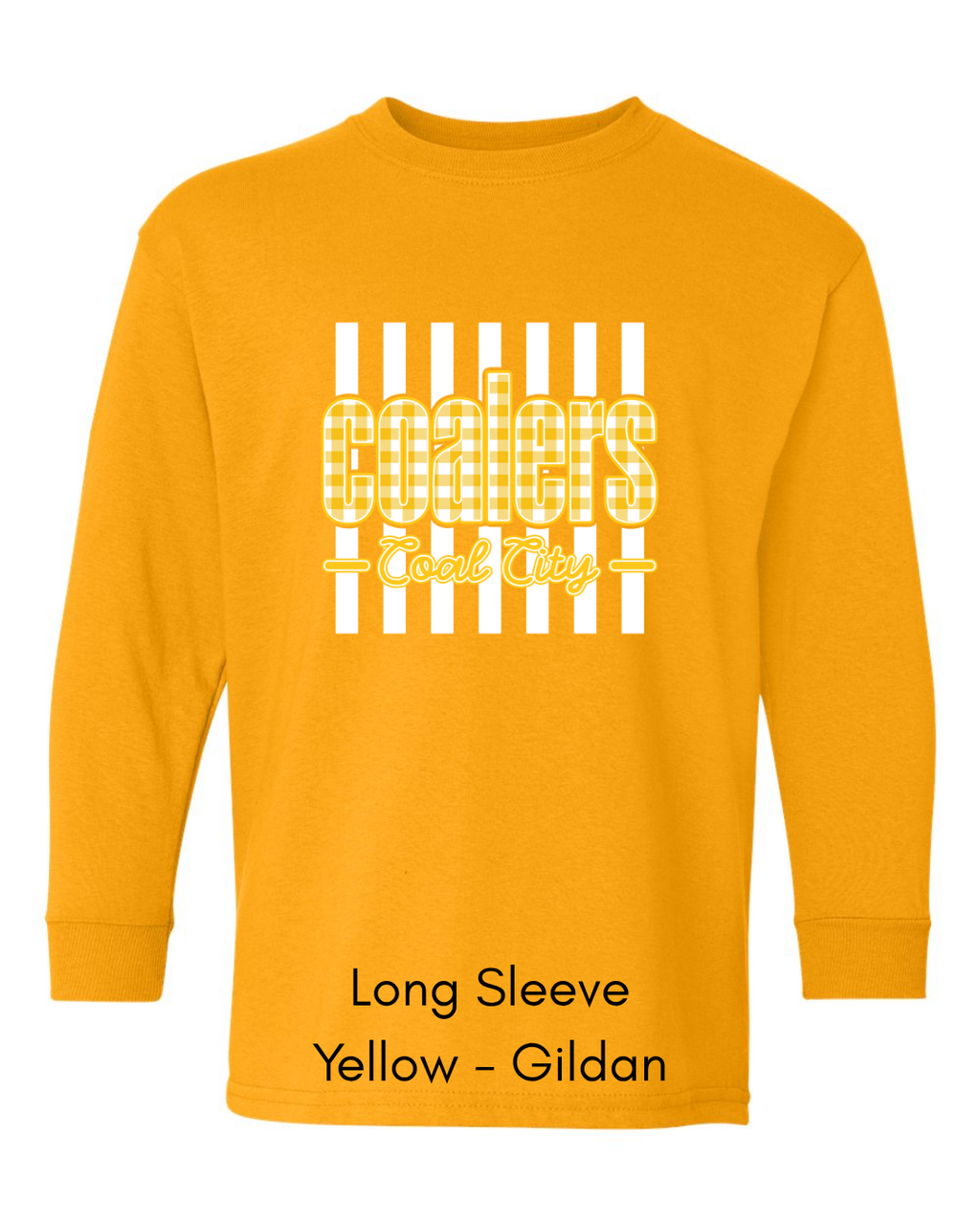 Yellow Plaid White Stripe Coalers - GILDAN ADULT