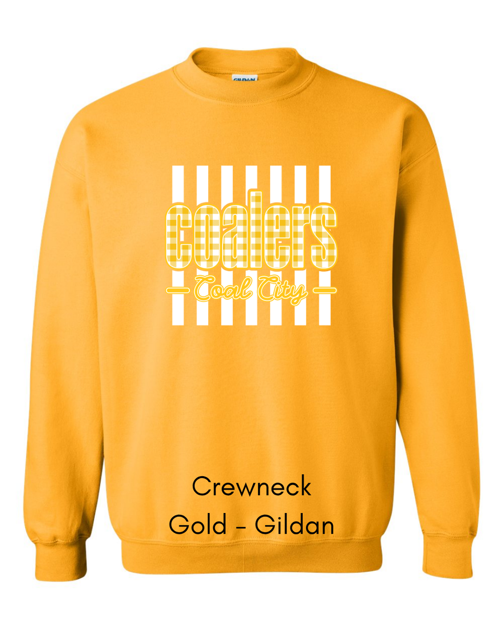 Yellow Plaid White Stripe Coalers - GILDAN ADULT