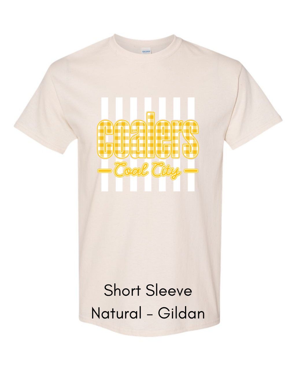 Yellow Plaid White Stripe Coalers - GILDAN ADULT