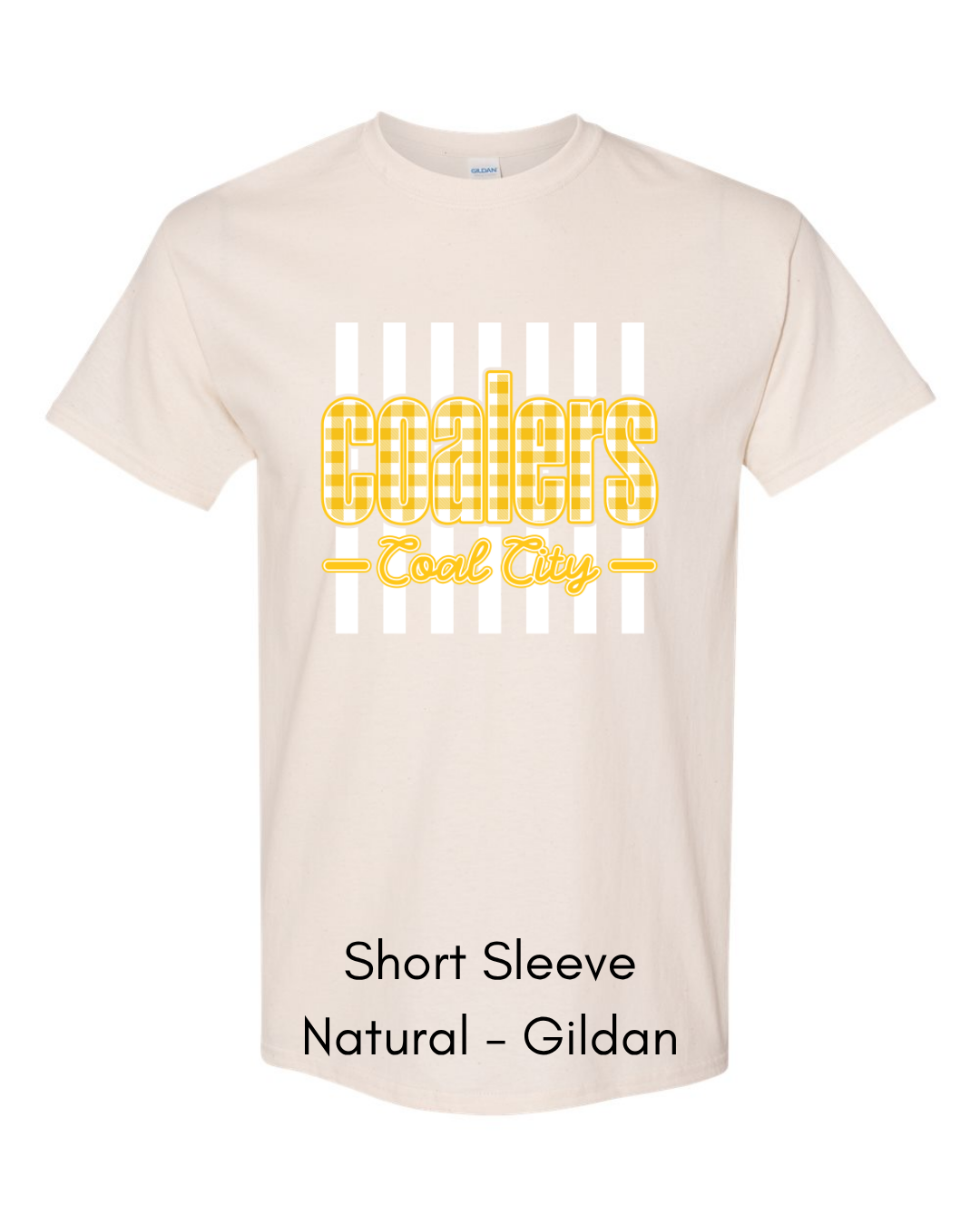 Yellow Plaid White Stripe Coalers - GILDAN ADULT