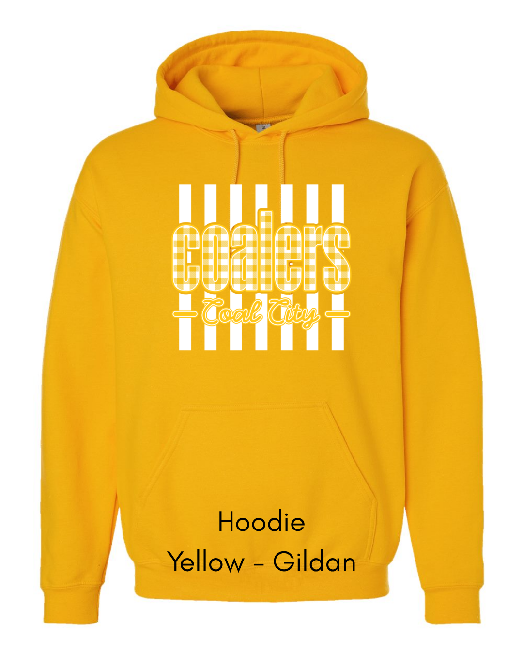 Yellow Plaid White Stripe Coalers - GILDAN ADULT