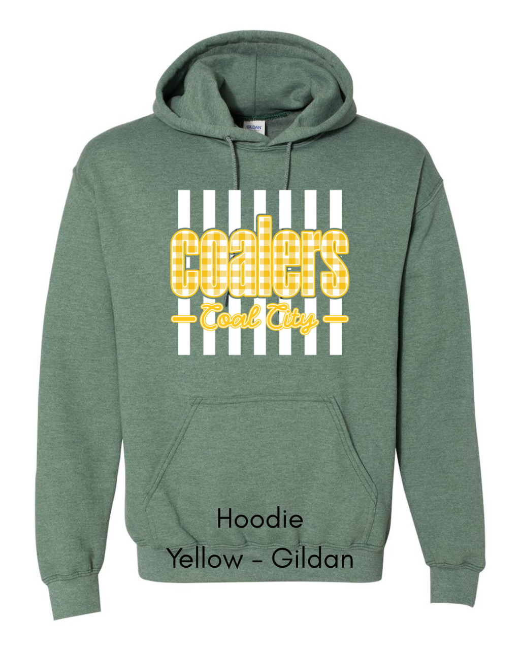 Yellow Plaid White Stripe Coalers - GILDAN ADULT