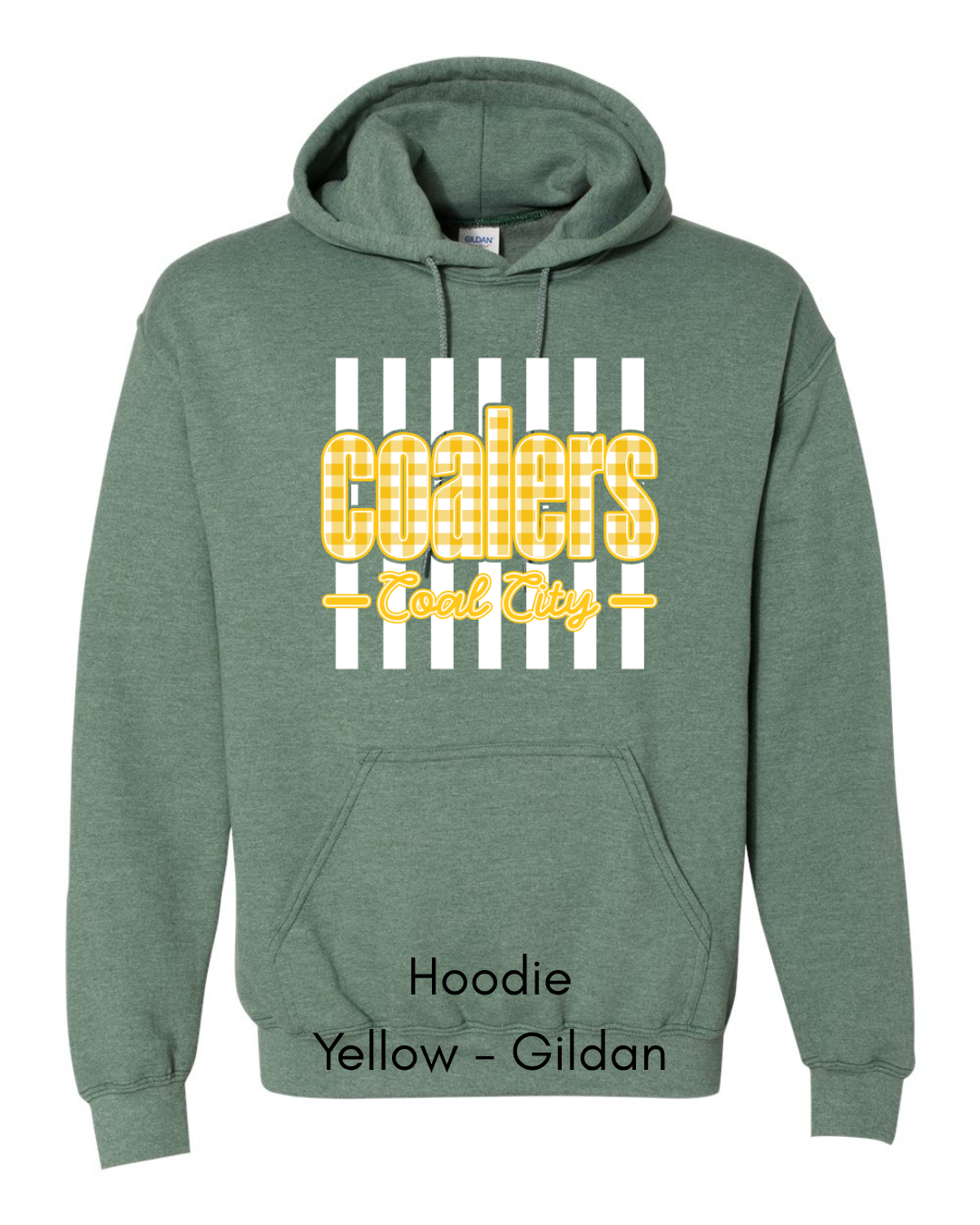 Yellow Plaid White Stripe Coalers - GILDAN ADULT
