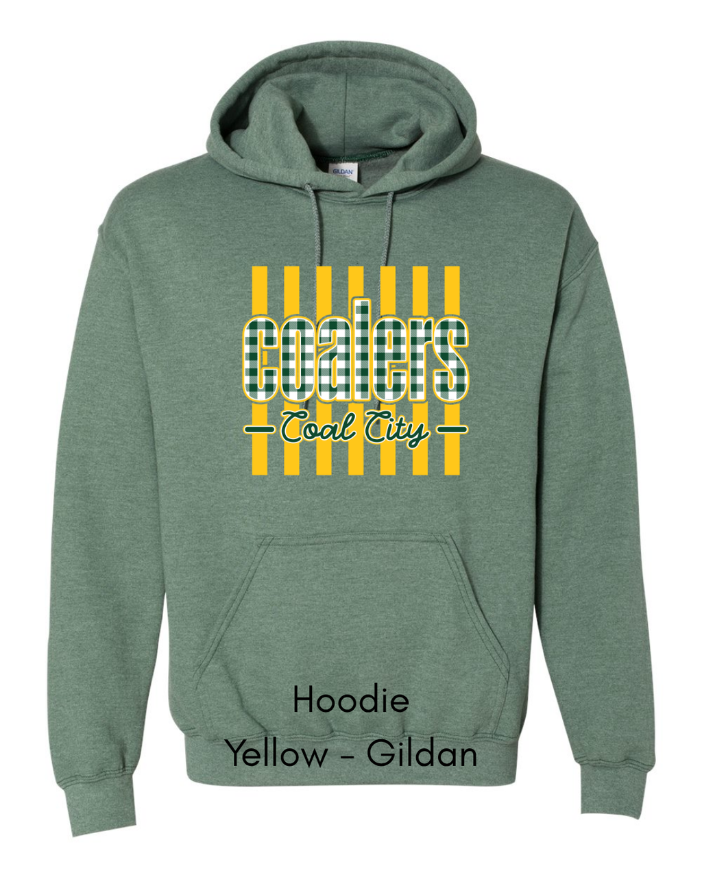 Green Plaid Yellow Stripe Coalers - GILDAN ADULT