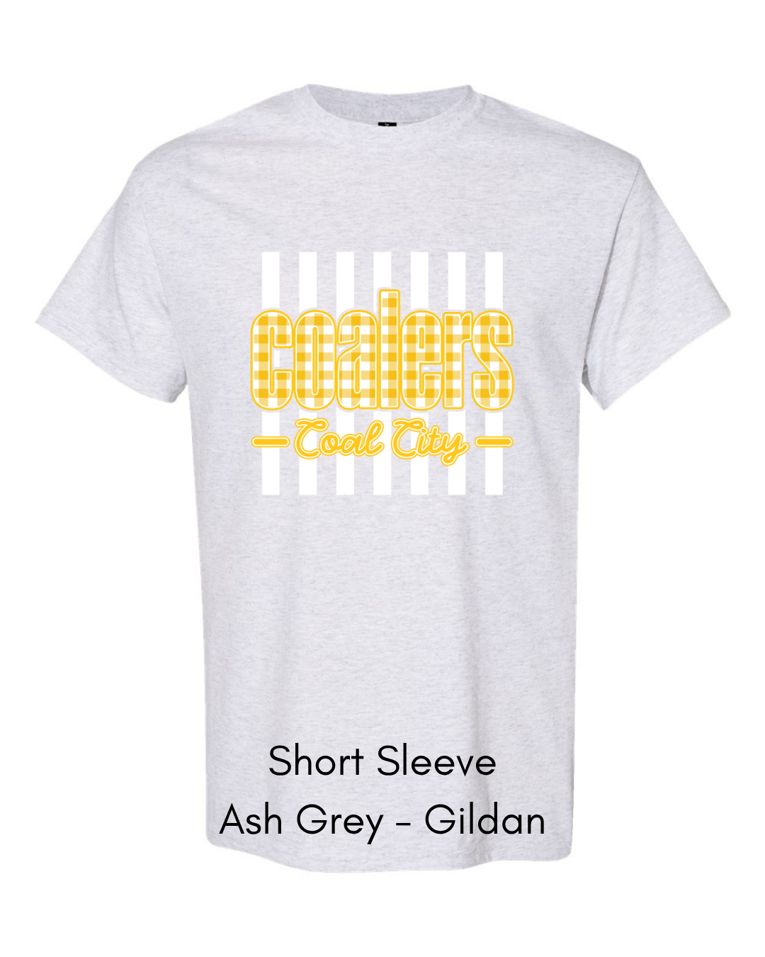 Yellow Plaid White Stripe Coalers - GILDAN ADULT