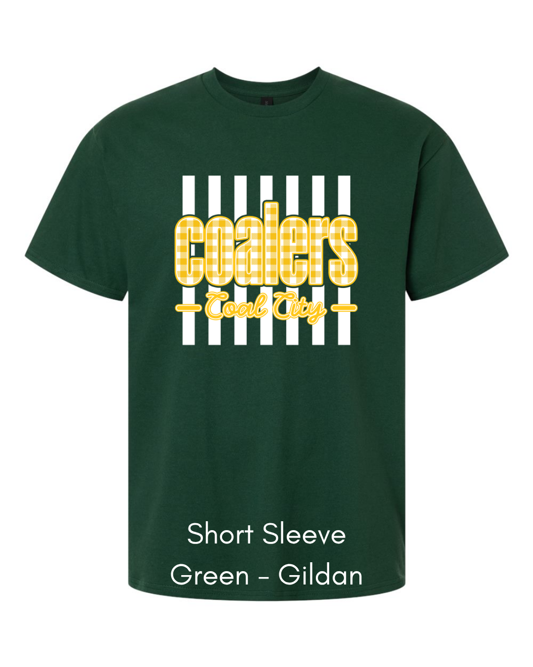 Yellow Plaid White Stripe Coalers - GILDAN ADULT