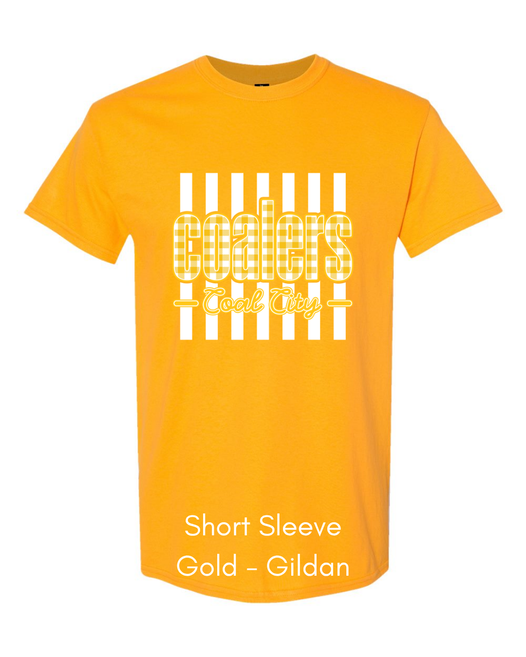 Yellow Plaid White Stripe Coalers - GILDAN ADULT