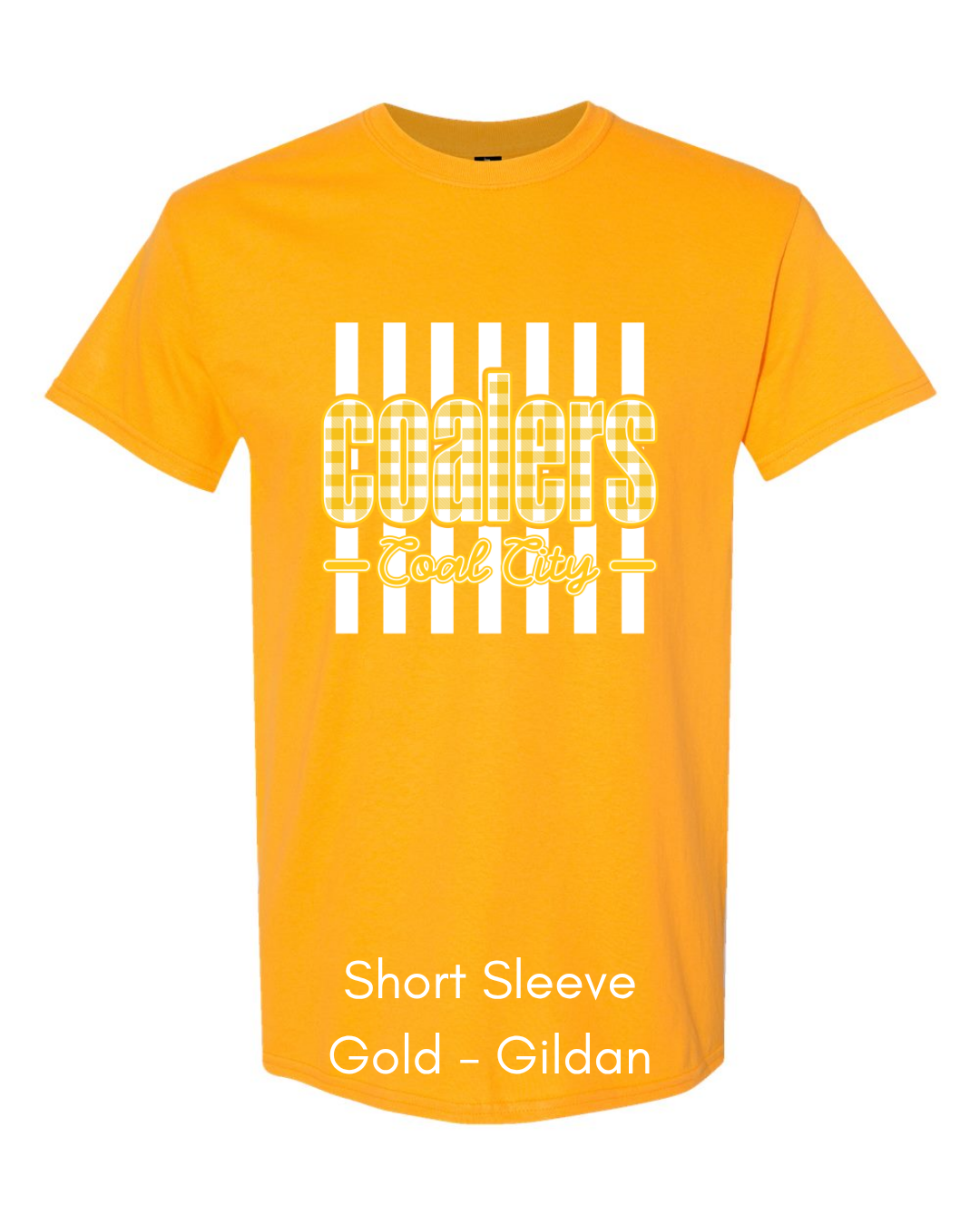 Yellow Plaid White Stripe Coalers - GILDAN ADULT