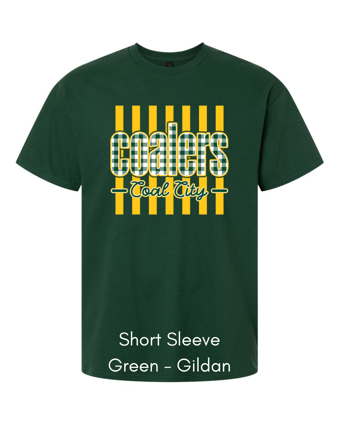 Green Plaid Yellow Stripe Coalers - GILDAN ADULT