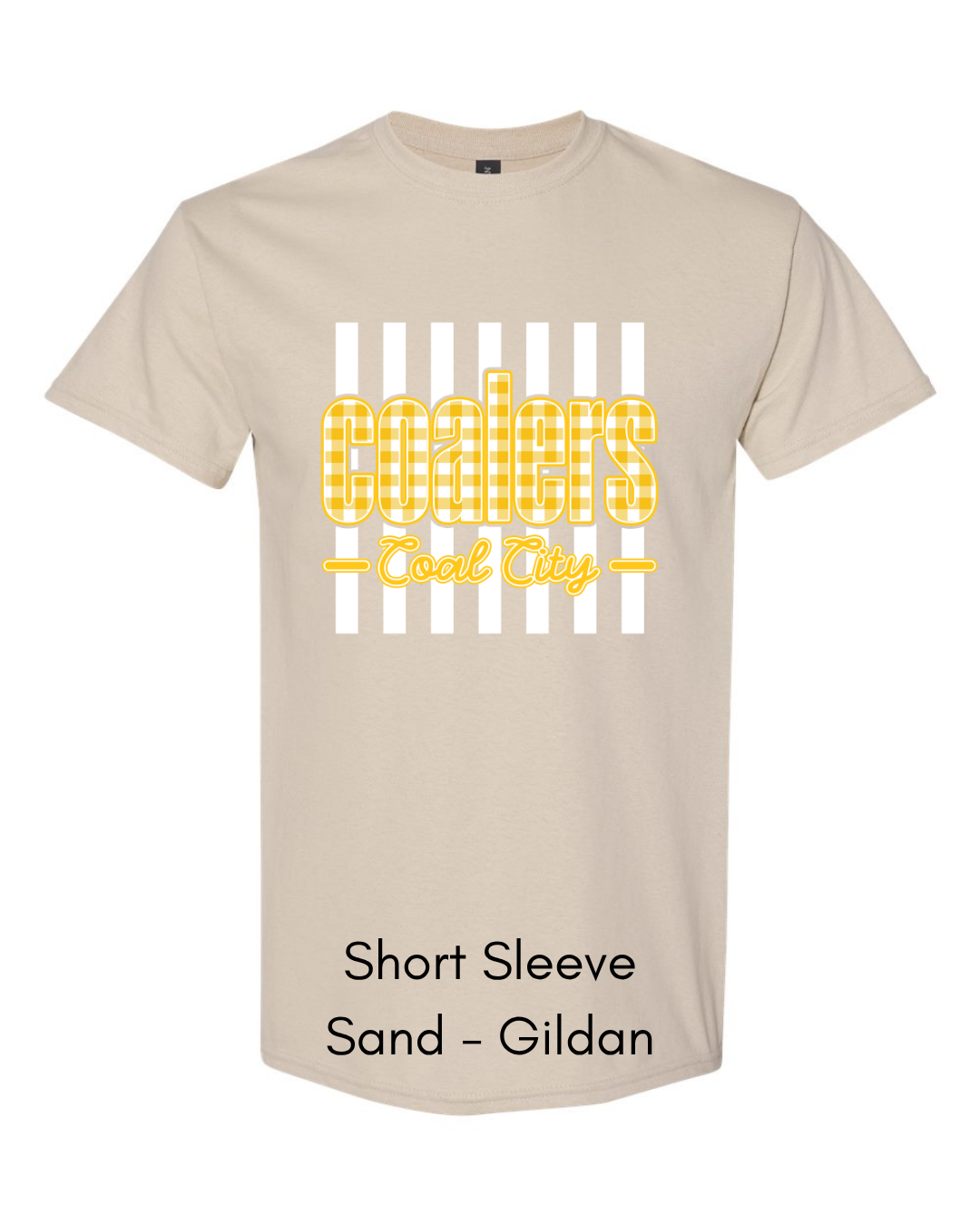 Yellow Plaid White Stripe Coalers - GILDAN ADULT