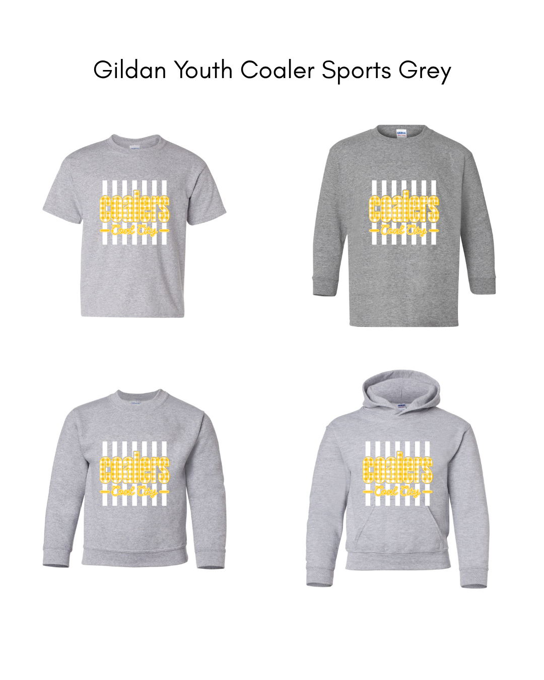 Yellow Plaid White Stripe Coalers- GILDAN YOUTH