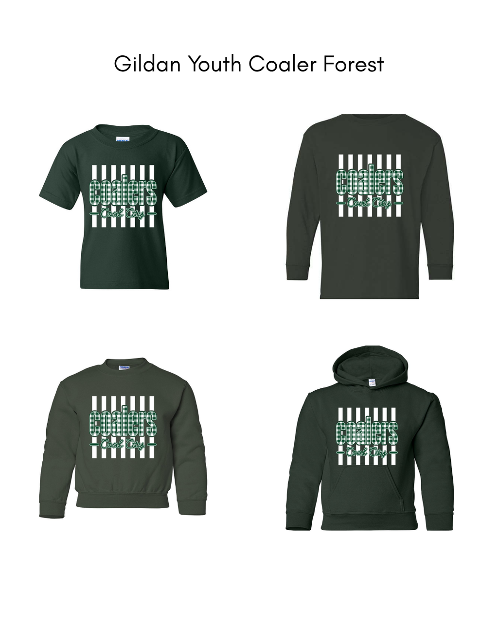 Green Plaid White Stripe Coalers- GILDAN YOUTH