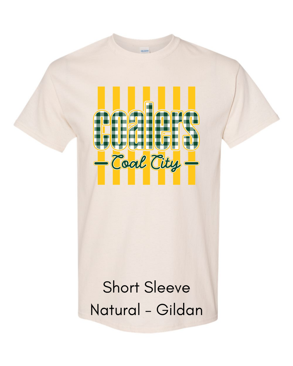 Green Plaid Yellow Stripe Coalers - GILDAN ADULT