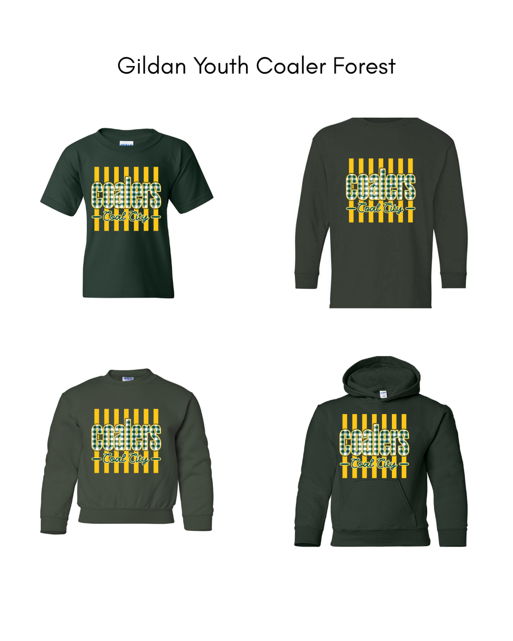 Green Plaid Yellow Stripe Coalers- GILDAN YOUTH