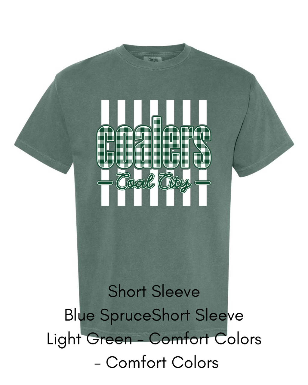 Green Plaid White Stripe Coalers - COMFORT COLORS ADULT (Copy)