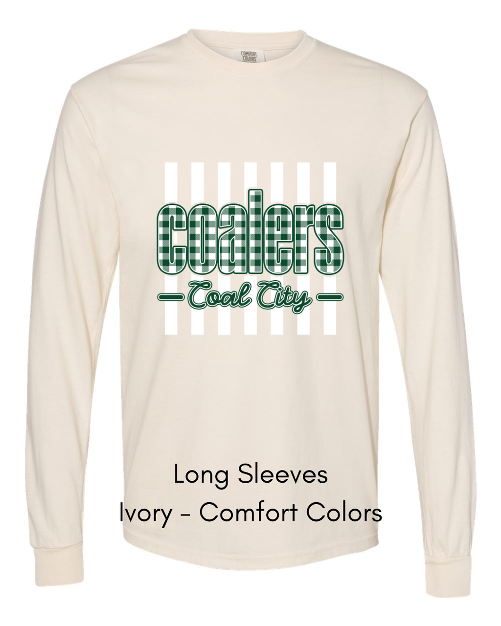 Green Plaid White Stripe Coalers - COMFORT COLORS ADULT (Copy)