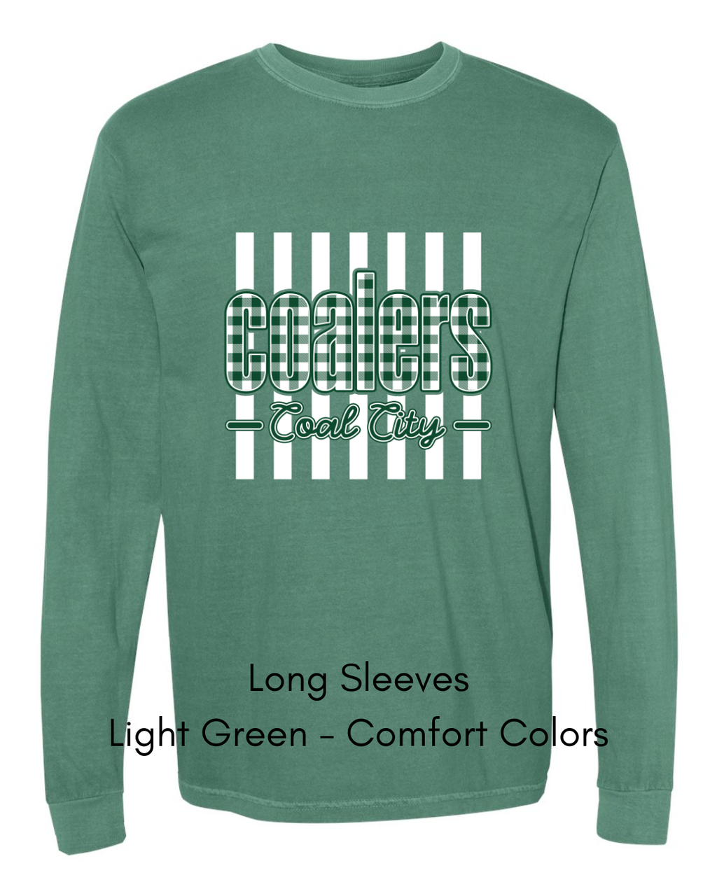 Green Plaid White Stripe Coalers - COMFORT COLORS ADULT (Copy)