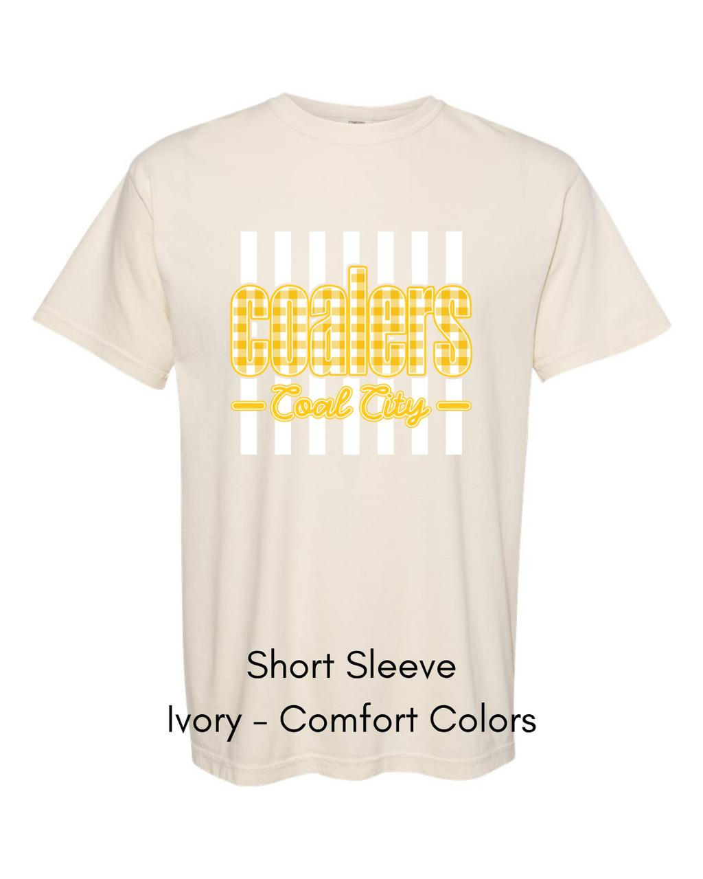 Yellow Plaid White Stripe Coalers - COMFORT COLORS ADULT (Copy)