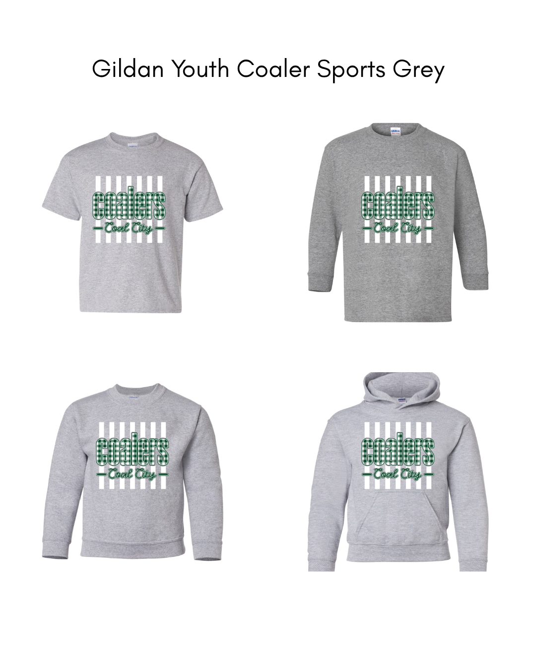 Green Plaid White Stripe Coalers- GILDAN YOUTH