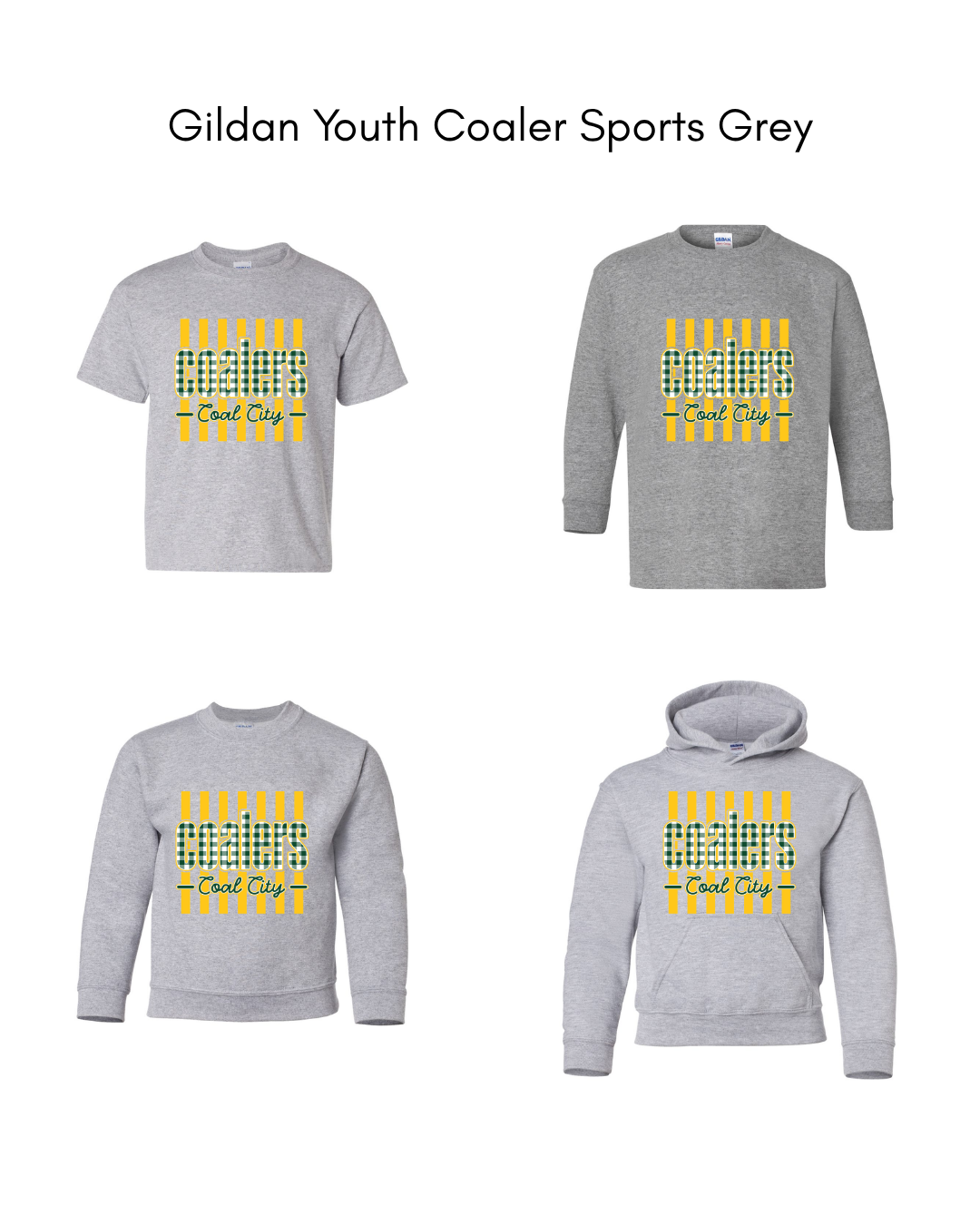 Green Plaid Yellow Stripe Coalers- GILDAN YOUTH