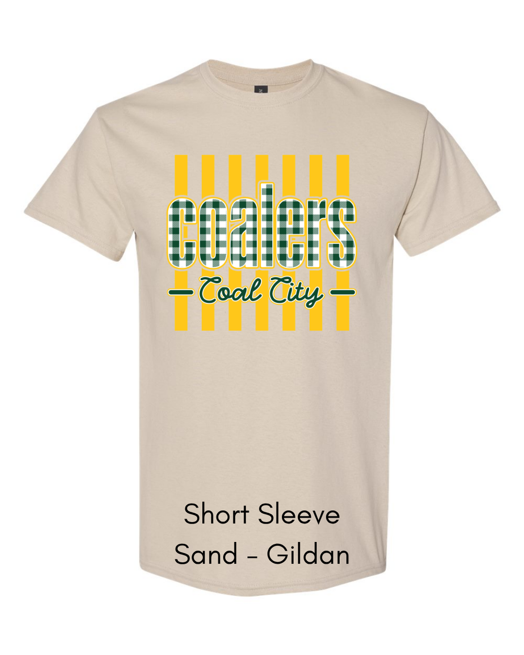 Green Plaid Yellow Stripe Coalers - GILDAN ADULT