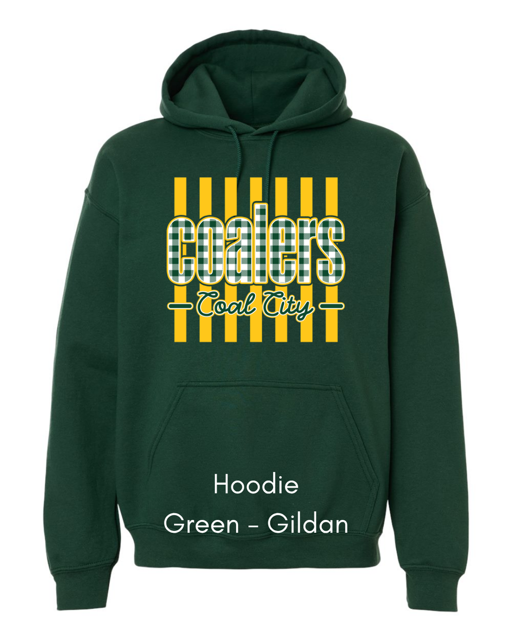 Green Plaid Yellow Stripe Coalers - GILDAN ADULT