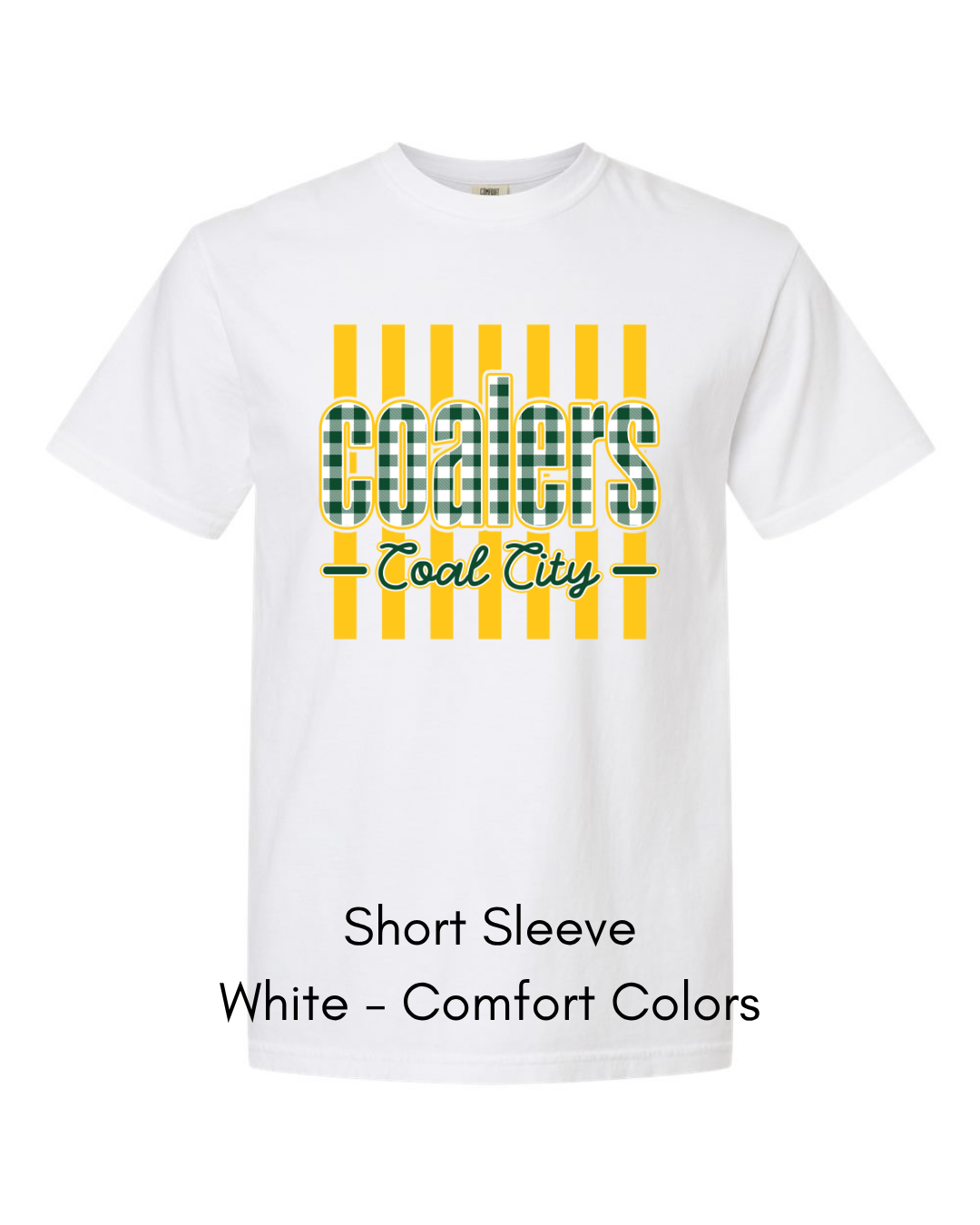 Green Plaid Yellow Stripe Coalers - COMFORT COLORS ADULT (Copy)