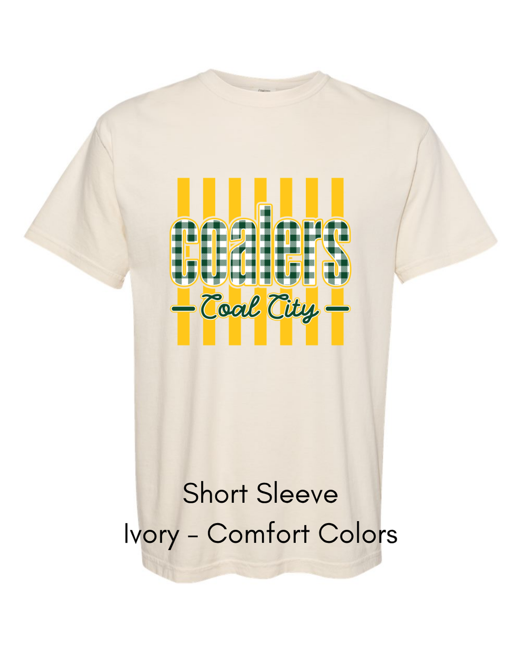 Green Plaid Yellow Stripe Coalers - COMFORT COLORS ADULT (Copy)