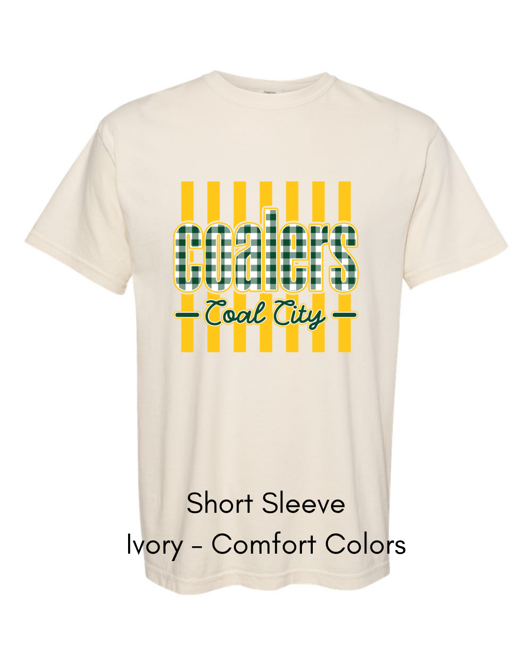 Green Plaid Yellow Stripe Coalers - COMFORT COLORS ADULT (Copy)