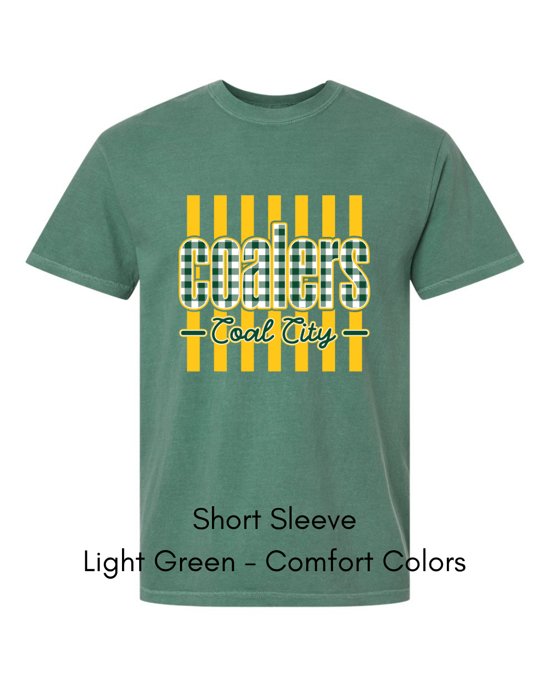 Green Plaid Yellow Stripe Coalers - COMFORT COLORS ADULT (Copy)