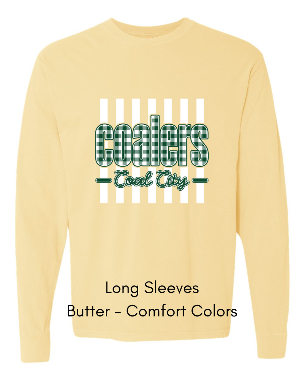 Green Plaid White Stripe Coalers - COMFORT COLORS ADULT (Copy)