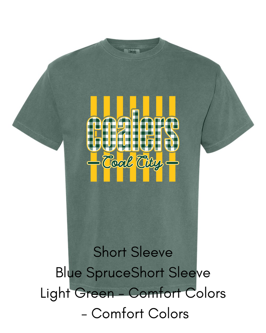 Green Plaid Yellow Stripe Coalers - COMFORT COLORS ADULT (Copy)