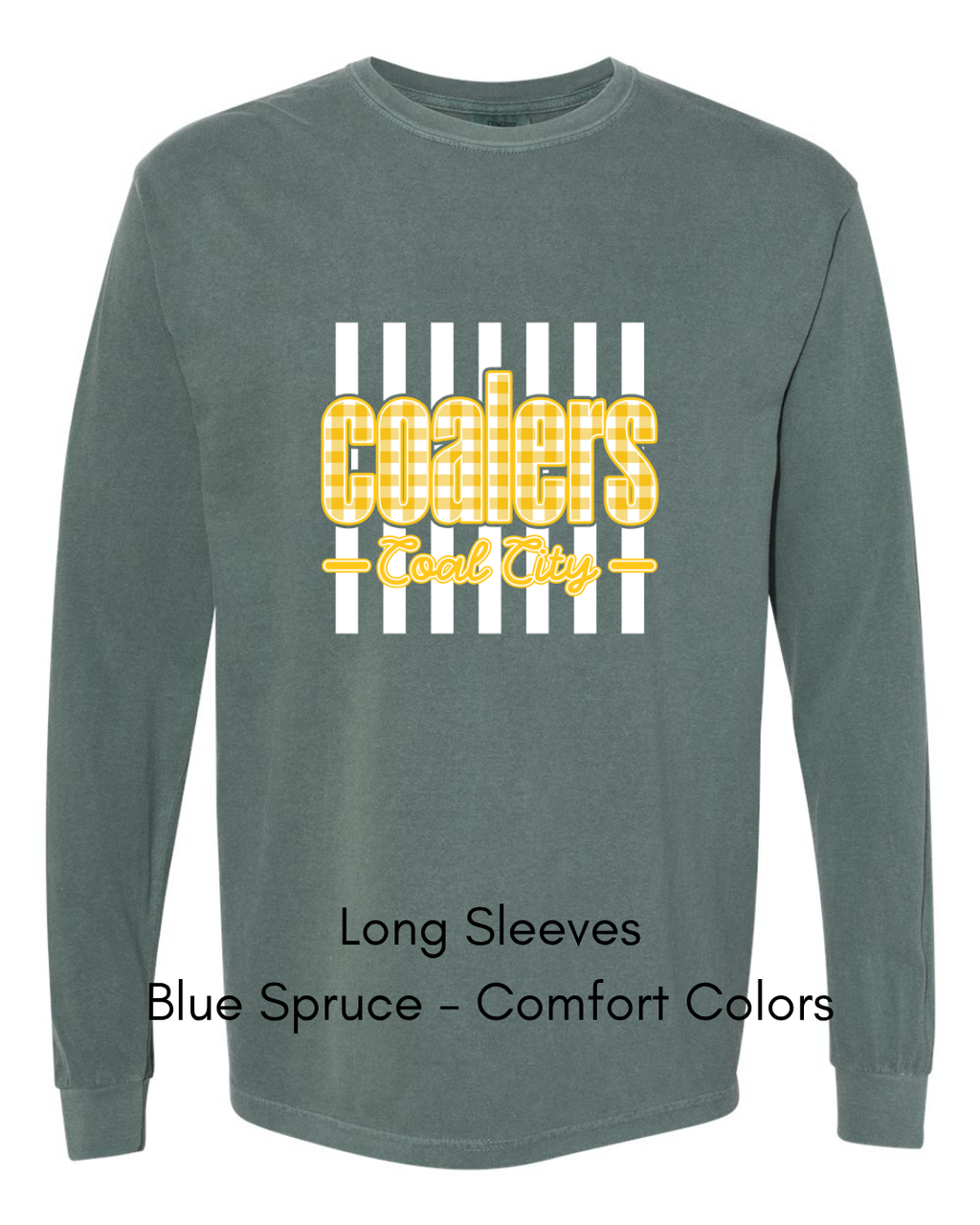 Yellow Plaid White Stripe Coalers - COMFORT COLORS ADULT (Copy)