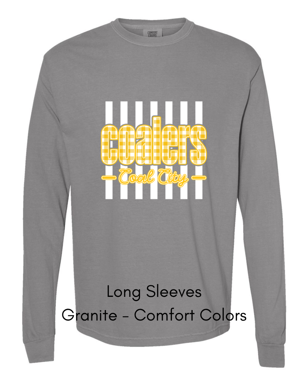 Yellow Plaid White Stripe Coalers - COMFORT COLORS ADULT (Copy)