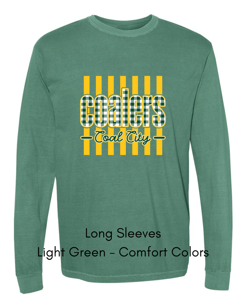 Green Plaid Yellow Stripe Coalers - COMFORT COLORS ADULT (Copy)