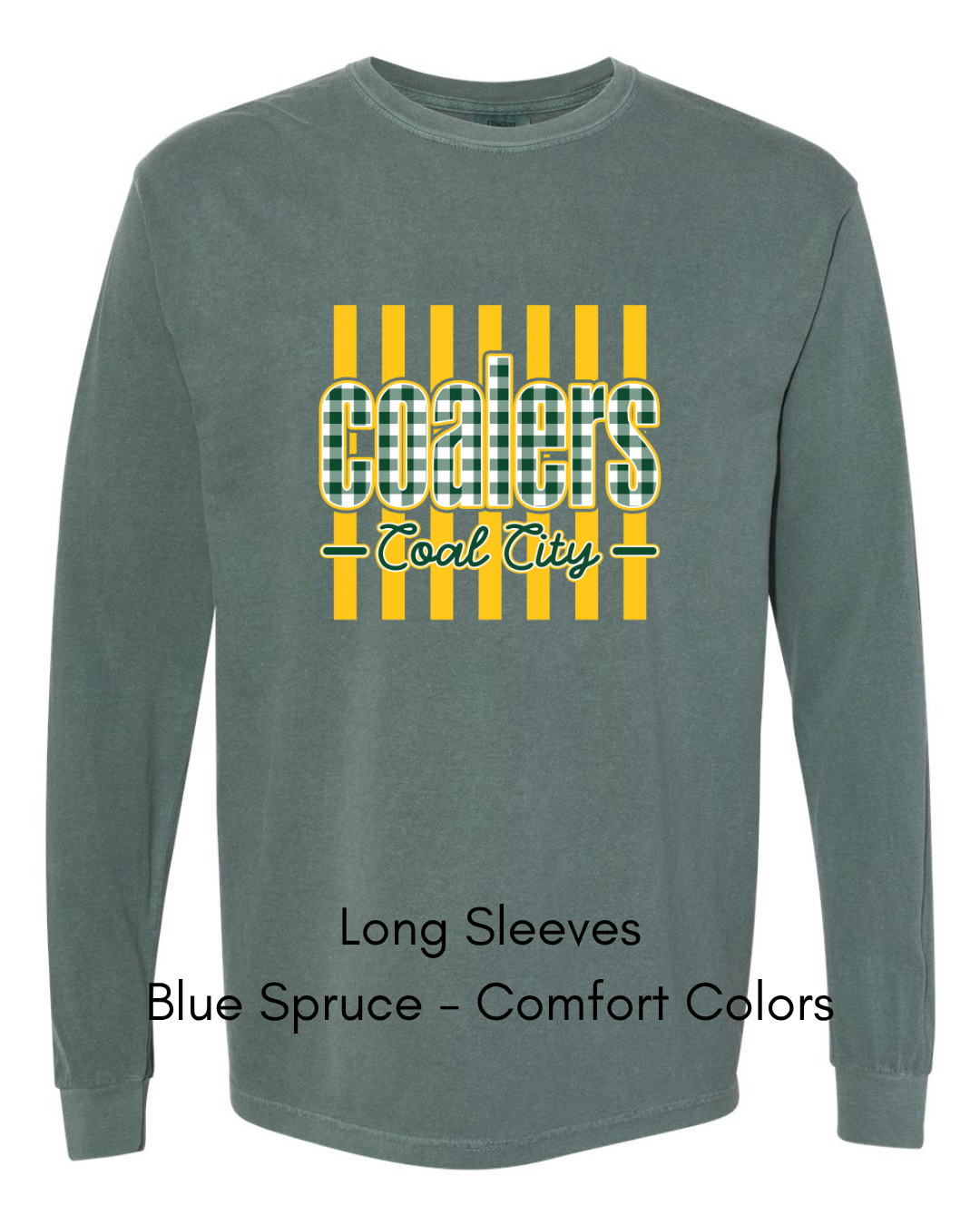 Green Plaid Yellow Stripe Coalers - COMFORT COLORS ADULT (Copy)