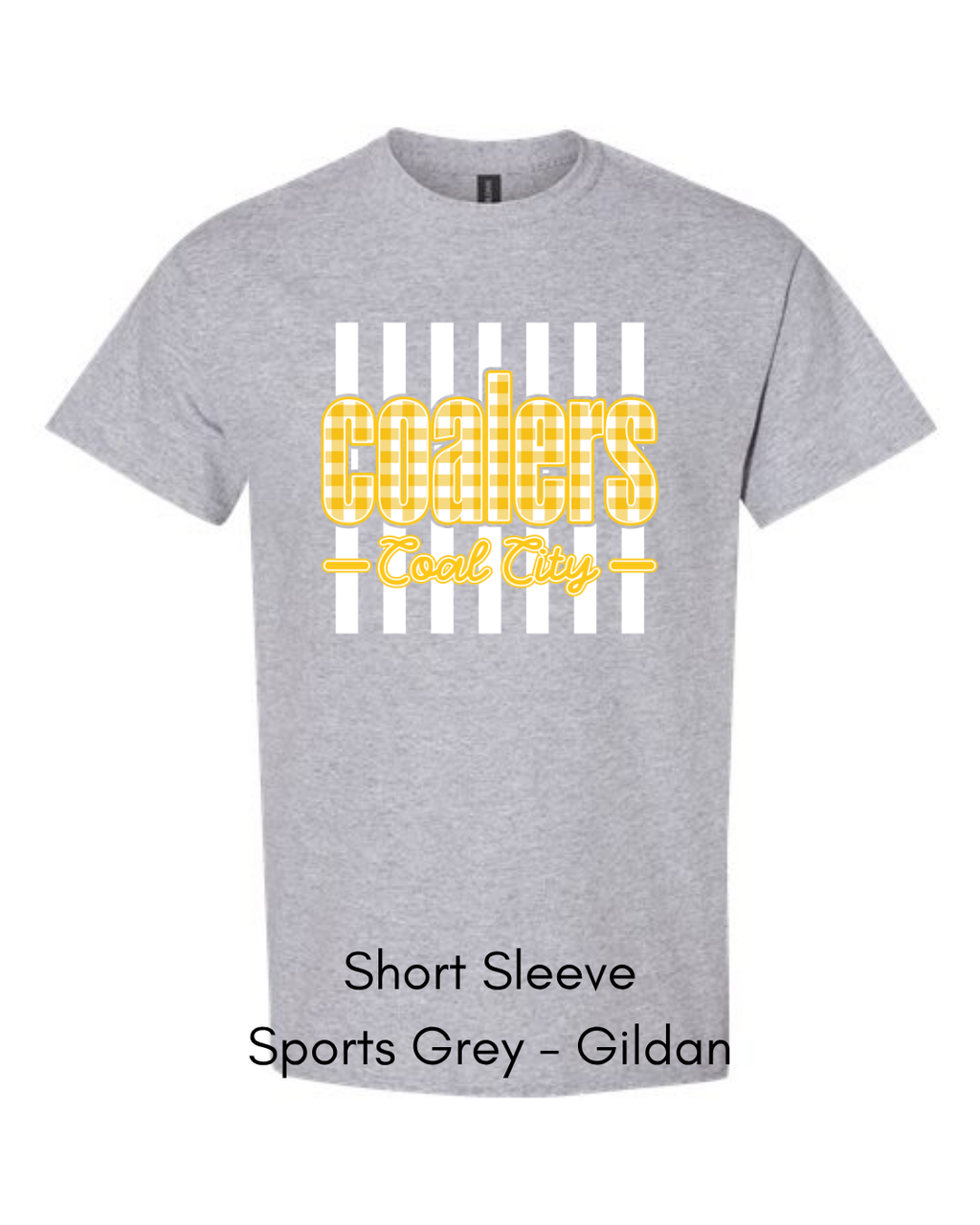 Yellow Plaid White Stripe Coalers - GILDAN ADULT
