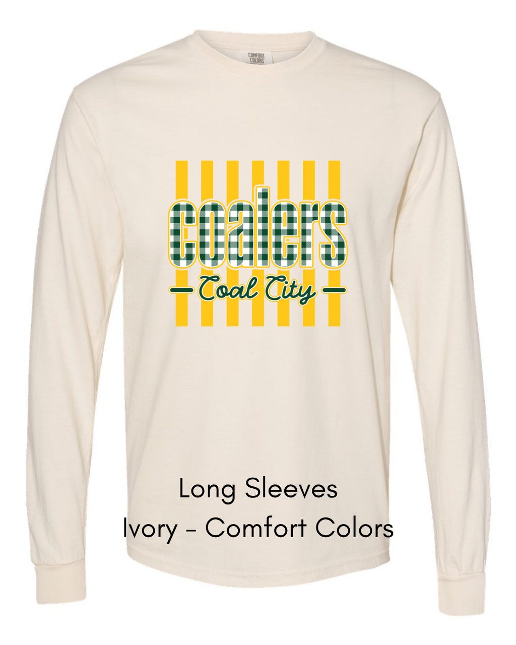 Green Plaid Yellow Stripe Coalers - COMFORT COLORS ADULT (Copy)