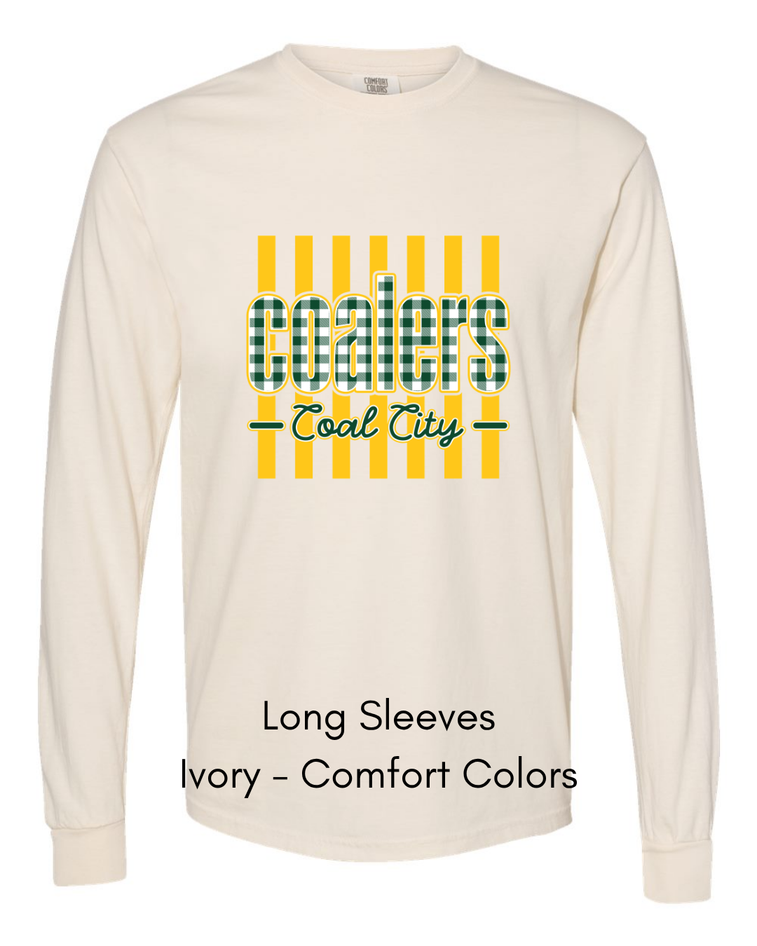 Green Plaid Yellow Stripe Coalers - COMFORT COLORS ADULT (Copy)