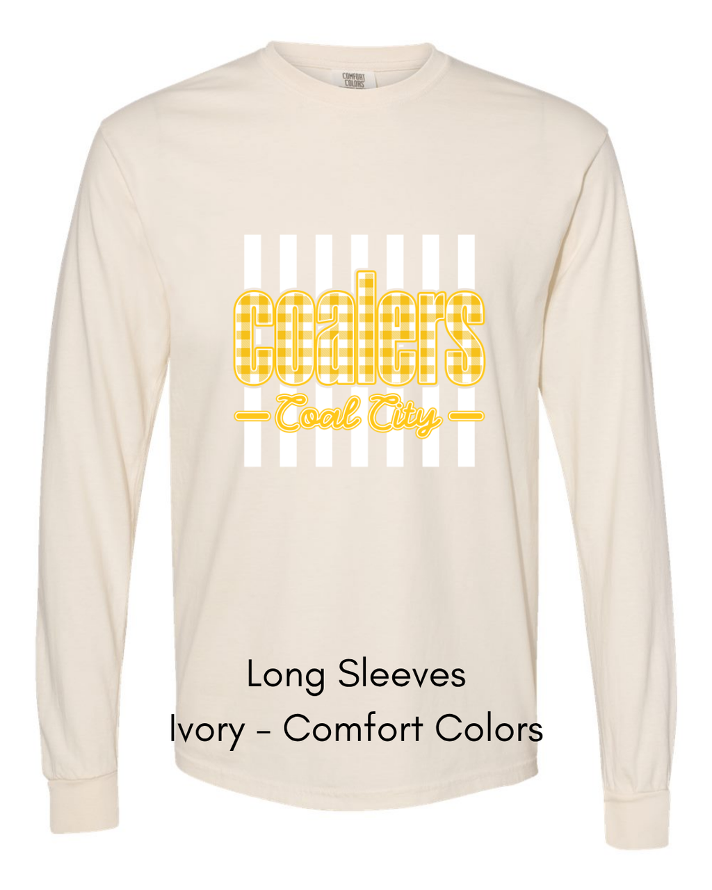 Yellow Plaid White Stripe Coalers - COMFORT COLORS ADULT (Copy)