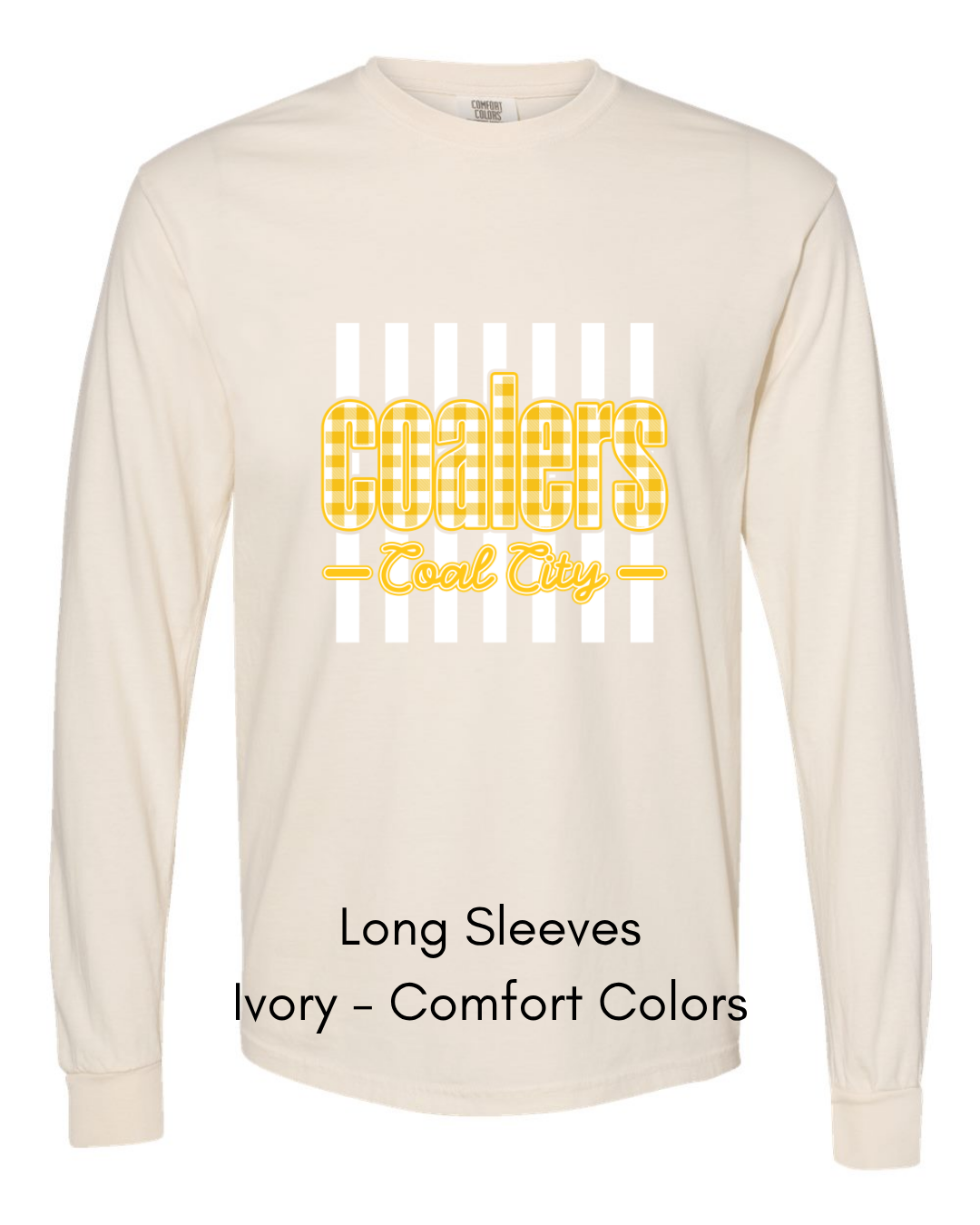 Yellow Plaid White Stripe Coalers - COMFORT COLORS ADULT (Copy)