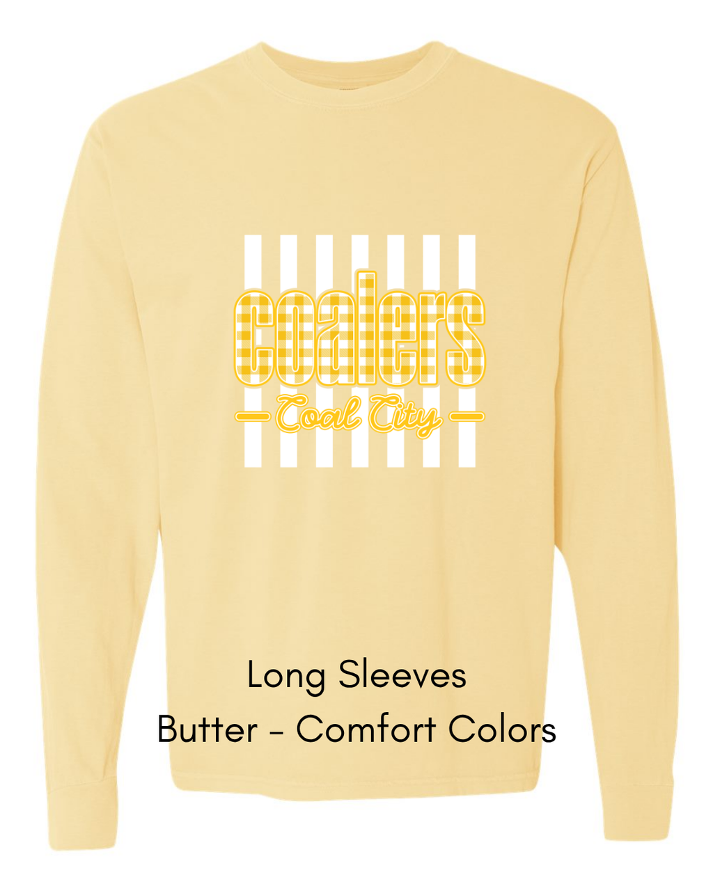 Yellow Plaid White Stripe Coalers - COMFORT COLORS ADULT (Copy)