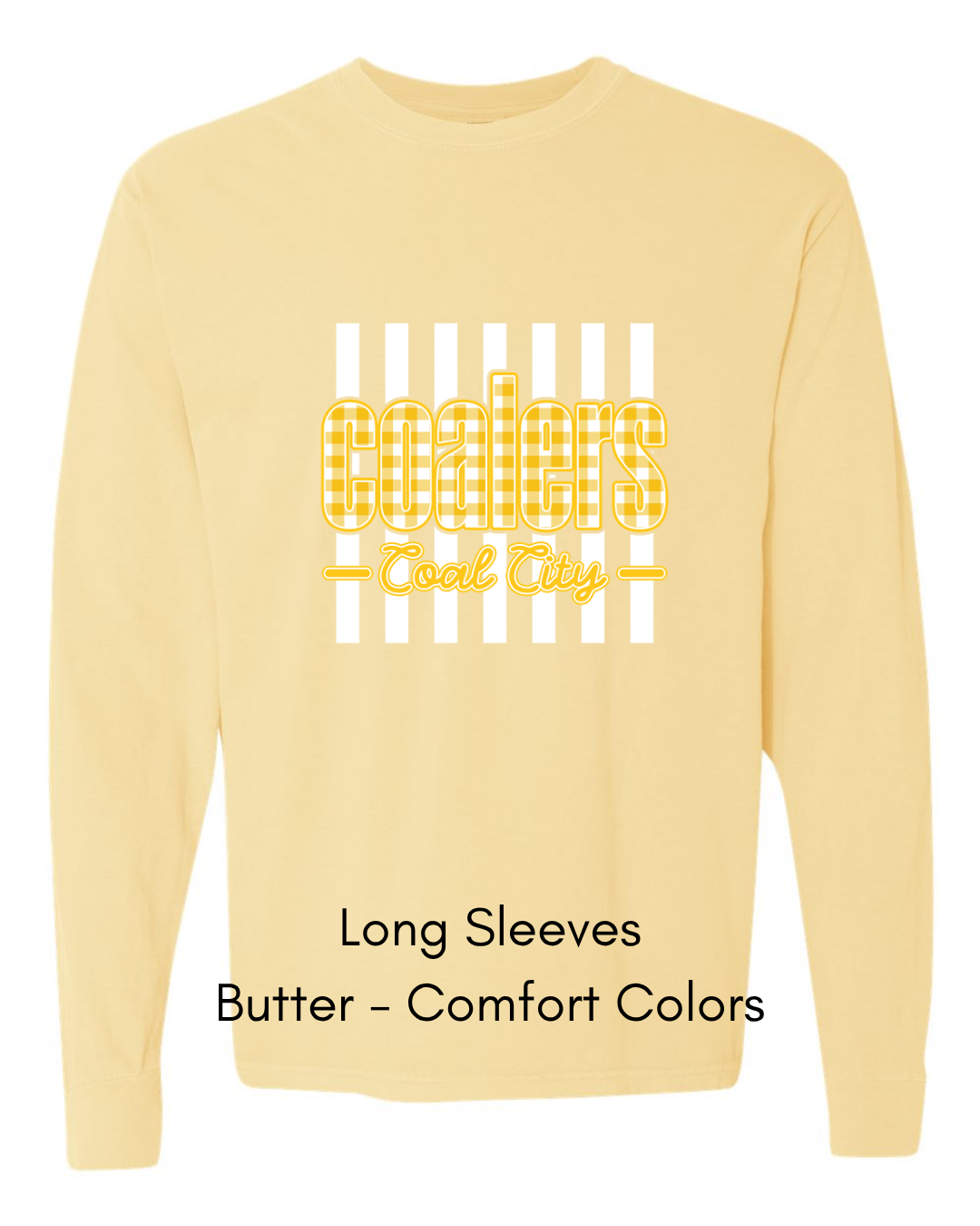 Yellow Plaid White Stripe Coalers - COMFORT COLORS ADULT (Copy)