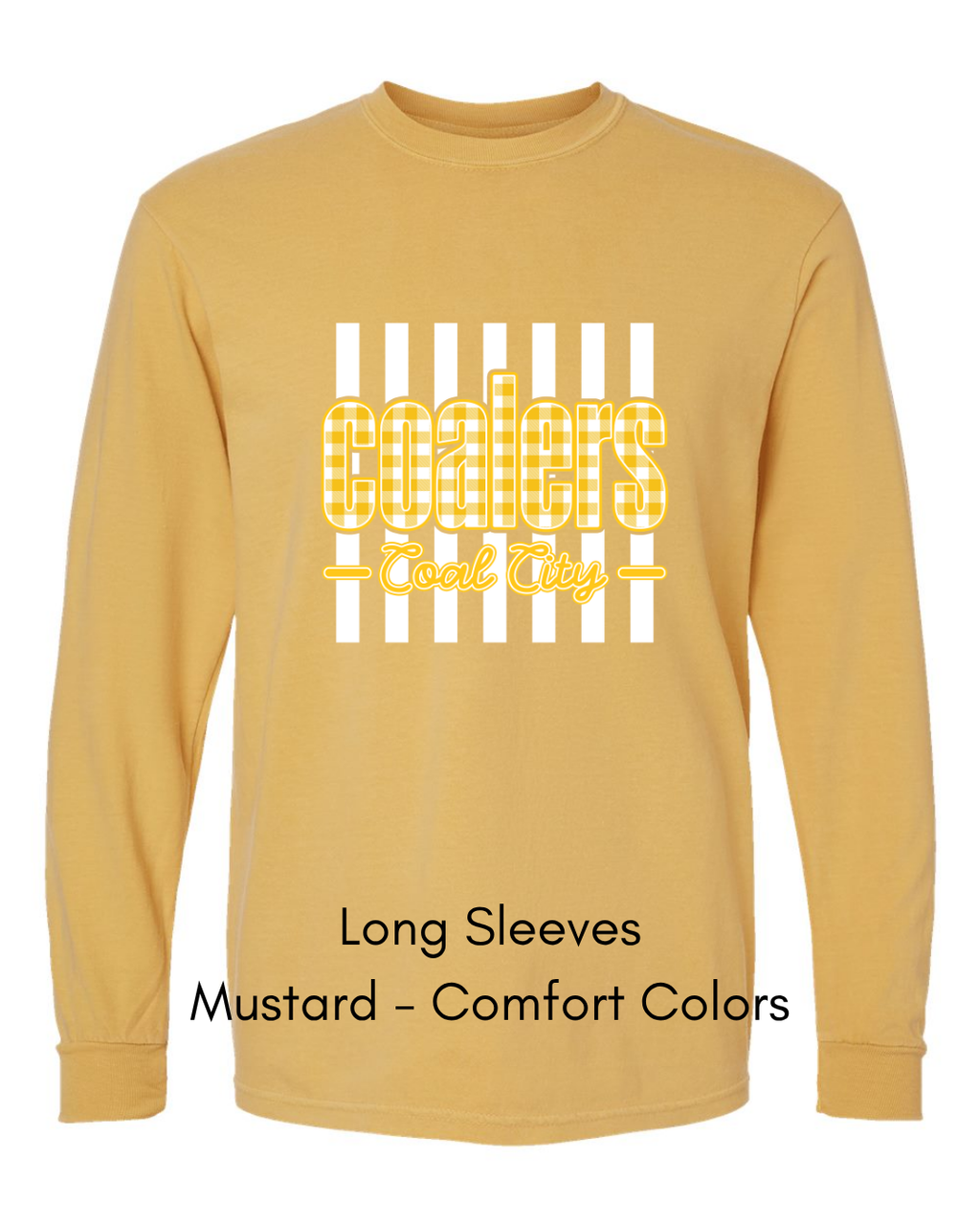 Yellow Plaid White Stripe Coalers - COMFORT COLORS ADULT (Copy)