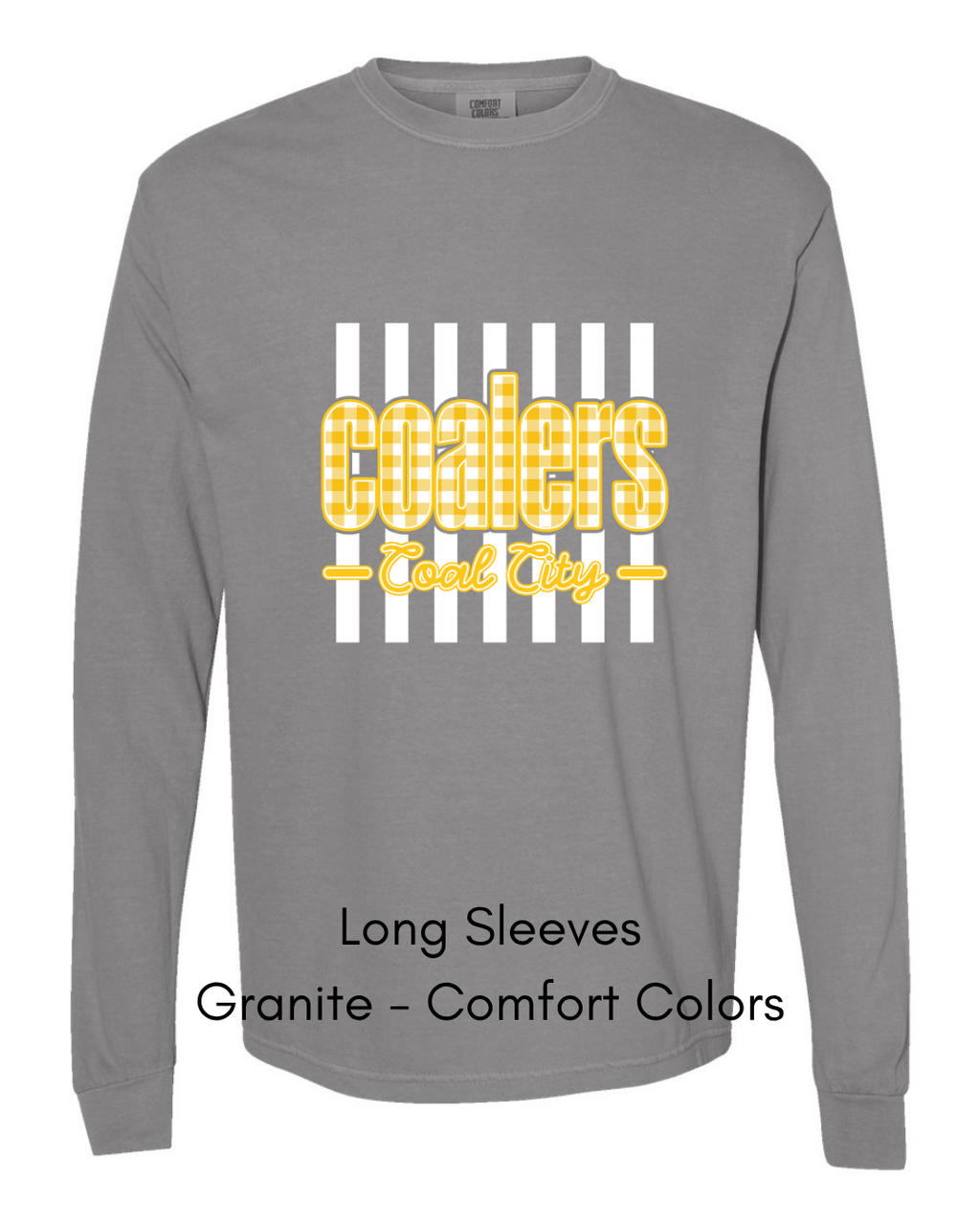 Yellow Plaid White Stripe Coalers - COMFORT COLORS ADULT (Copy)