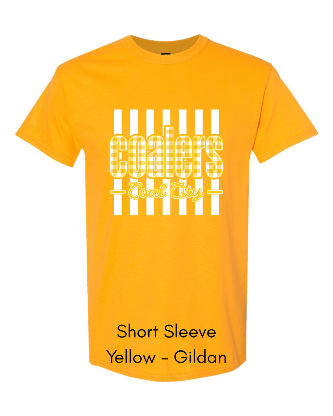 Yellow Plaid White Stripe Coalers - GILDAN ADULT