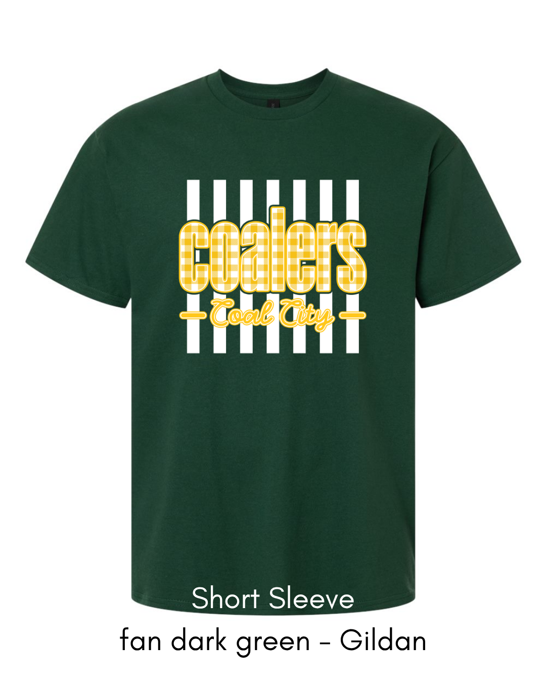 Yellow Plaid White Stripe Coalers - GILDAN ADULT
