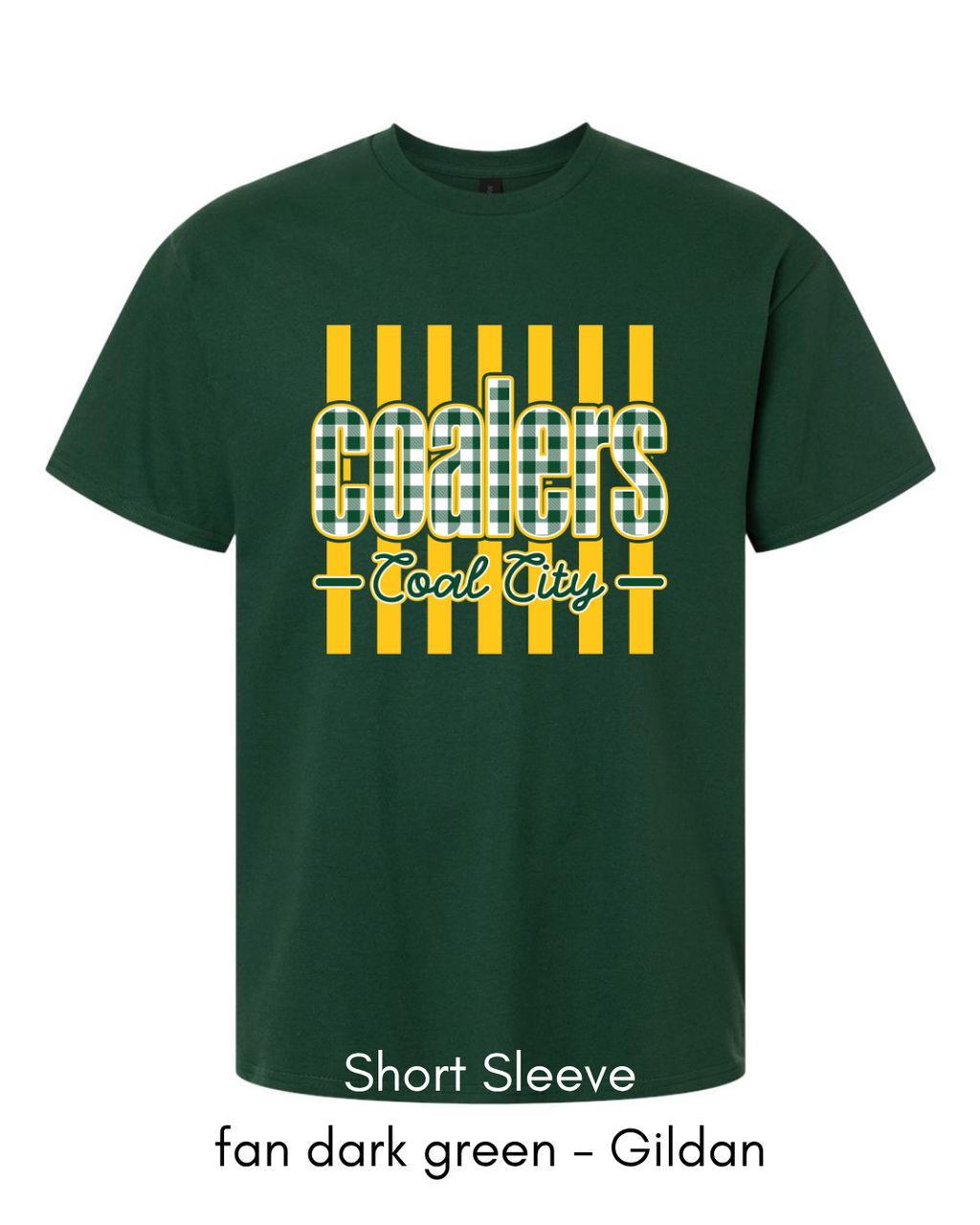 Green Plaid Yellow Stripe Coalers - GILDAN ADULT