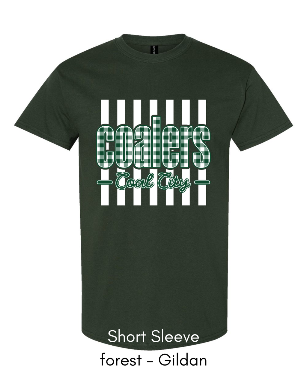 Green Plaid White Stripe Coalers - GILDAN ADULT