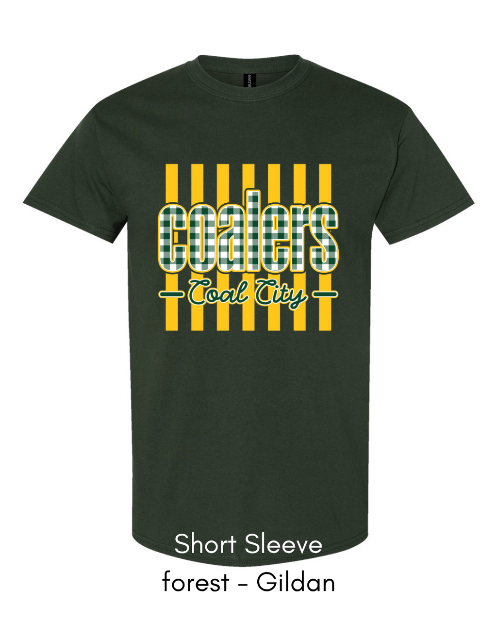 Green Plaid Yellow Stripe Coalers - GILDAN ADULT